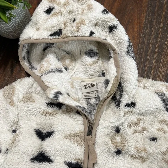 Sherpa pullover sweatshirt v neck zip pockets cream white black tan tribal Small - Picture 2 of 10